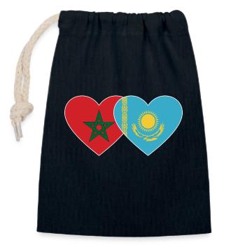 Marokko Kasachstan Flagge Herz - Verschließbarer Geschenkbeutel aus Baumwolle (14x20cm) - Navy - Vorne