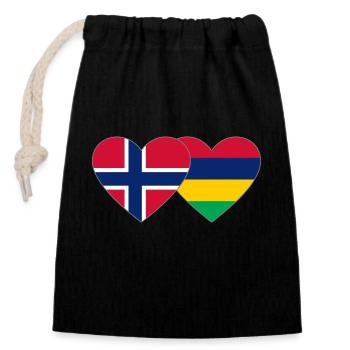 Norway Mauritius Flag Heart - Closable cotton gift bag (14x20cm) - black - Front