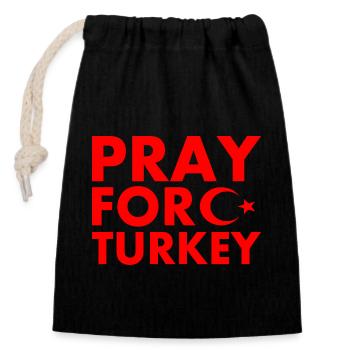 Pray for turkey - Sac cadeau en coton avec cordon (14 x 20 cm) - noir - Devant