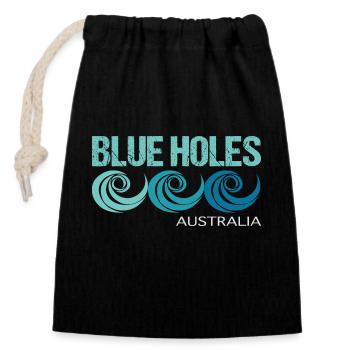 BLUE HOLES AUSTRALIA - Closable cotton gift bag (14x20cm) - black - Front