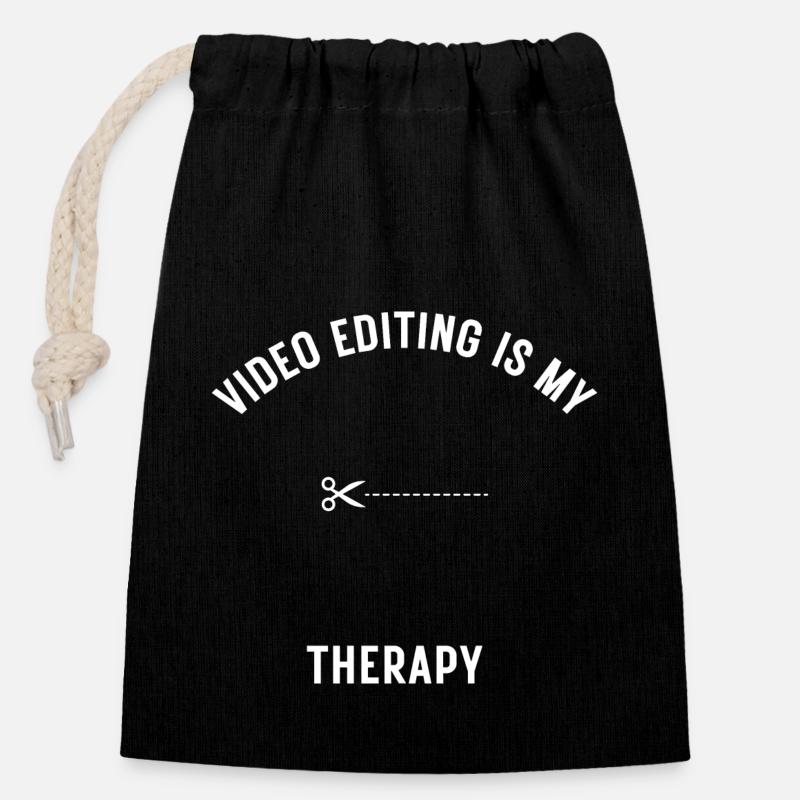 Funny Video Editor Geschenk - Verschließbarer Geschenkbeutel aus Baumwolle (14x20cm) - Schwarz