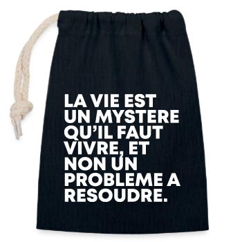 la vie est un mystere... citations - t shirt papa - Sac cadeau en coton avec cordon (14 x 20 cm) - bleu marine - Devant