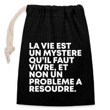 la vie est un mystere... citations - t shirt papa - Sac cadeau en coton avec cordon (14 x 20 cm) - noir - Devant