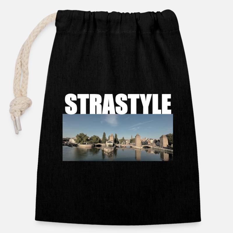 Strastyle - Closable cotton gift bag (14x20cm) - black
