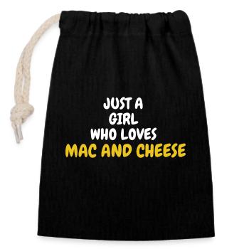 Just a Girl Who Loves Mac And Cheese Macaroni - Closable cotton gift bag (14x20cm) - black - Front