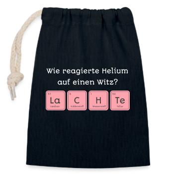 Wie reagierte Helium auf einen Witz? Lachte. - Verschließbarer Geschenkbeutel aus Baumwolle (14x20cm) - Navy - Vorne