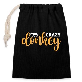 Crazy Donkey - Closable cotton gift bag (14x20cm) - black - Front