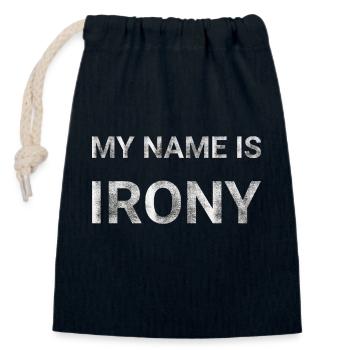 My name is IRONY - Closable cotton gift bag (14x20cm) - navy - Front