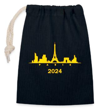 Paris Capitale France - Sac cadeau en coton avec cordon (14 x 20 cm) - bleu marine - Devant