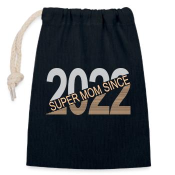 Super maman depuis 2022 - Sac cadeau en coton avec cordon (14 x 20 cm) - bleu marine - Devant