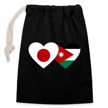 Japon Jordanie Flag Heart - Sac cadeau en coton avec cordon (14 x 20 cm) - noir - Devant