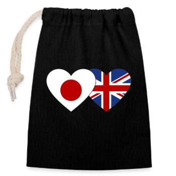 Japan England Flag Heart - Closable cotton gift bag (14x20cm) - black - Front