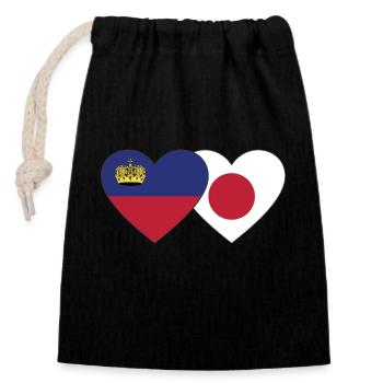 Liechtenstein Japan Flag Heart - Closable cotton gift bag (14x20cm) - black - Front