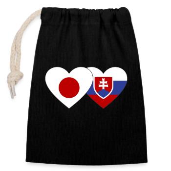 Japan Slowakei Flagge Herz - Verschließbarer Geschenkbeutel aus Baumwolle (14x20cm) - Schwarz - Vorne