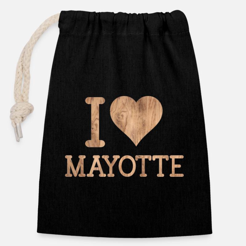 T SHIRT MAYOTTE  - Sac cadeau en coton avec cordon (14 x 20 cm) - noir