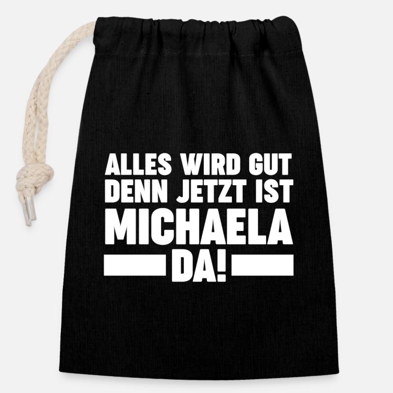 Michaela - Verschließbarer Geschenkbeutel aus Baumwolle (14x20cm) - Schwarz