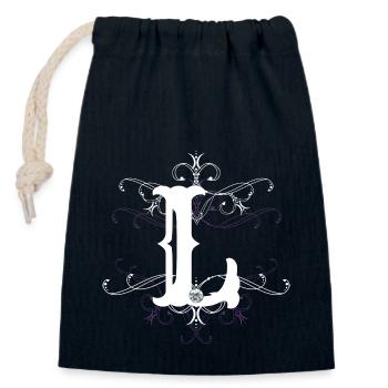Letter L (L) - Closable cotton gift bag (14x20cm) - navy - Front