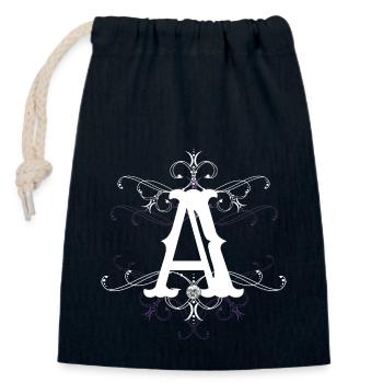Lettre A, point A) - Sac cadeau en coton avec cordon (14 x 20 cm) - bleu marine - Devant