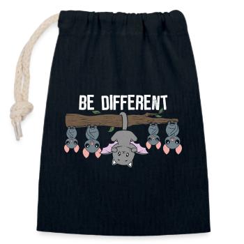 Be different - einzigartig & besonders - Verschließbarer Geschenkbeutel aus Baumwolle (14x20cm) - Navy - Vorne