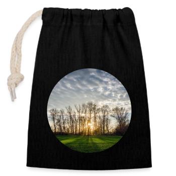 Soleil au printemps - Sac cadeau en coton avec cordon (14 x 20 cm) - noir - Devant