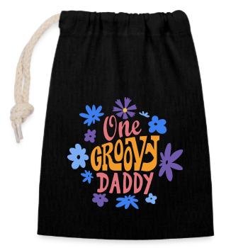 One Groovy Daddy - Closable cotton gift bag (14x20cm) - black - Front