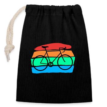 Bicycle - Closable cotton gift bag (14x20cm) - black - Front