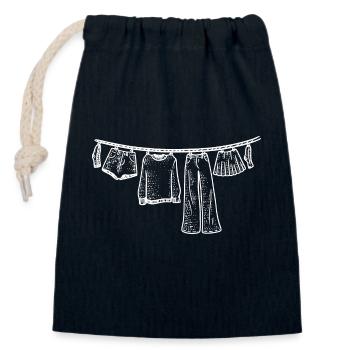 Laundry Clothesline Hand Drawn Funny - Closable cotton gift bag (14x20cm) - navy - Front