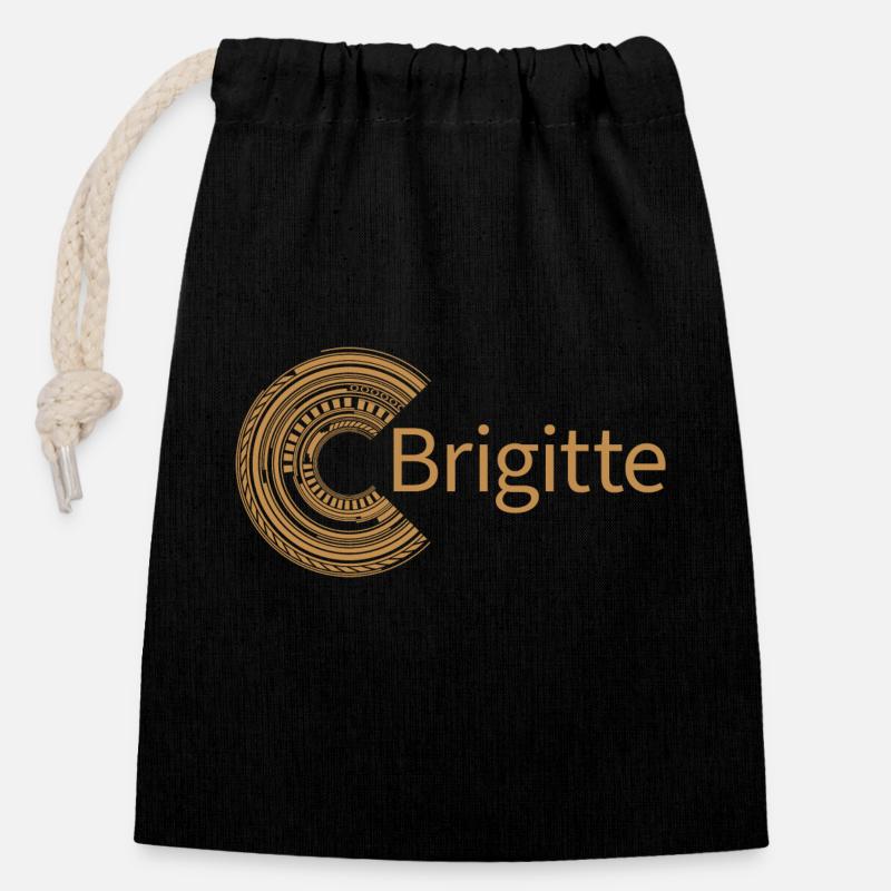 Pour Brigitte - Sac cadeau en coton avec cordon (14 x 20 cm) - noir