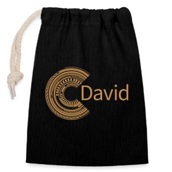 Pour David - Sac cadeau en coton avec cordon (14 x 20 cm) - noir - Devant
