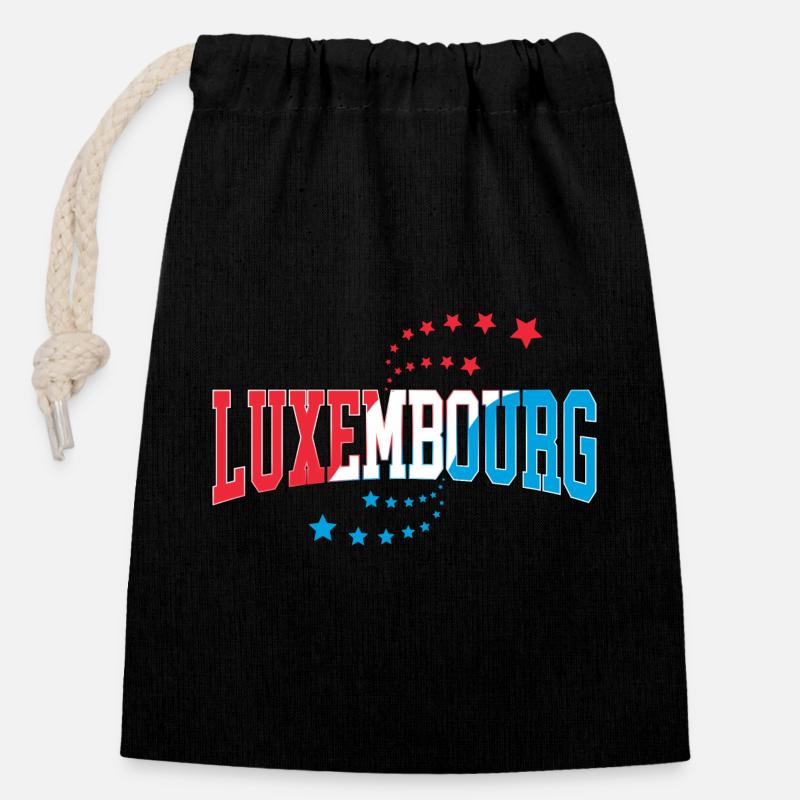 Luxembourg - Sac cadeau en coton avec cordon (14 x 20 cm) - noir