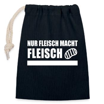 NUR FLEISCH MACHT FLEISCH - Verschließbarer Geschenkbeutel aus Baumwolle (14x20cm) - Navy - Vorne