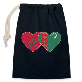 Marokko Turkmenistan Flagge Herz - Verschließbarer Geschenkbeutel aus Baumwolle (14x20cm) - Navy - Vorne