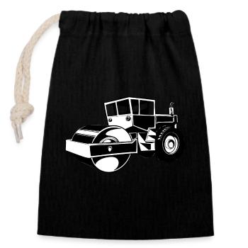 Road roller - Closable cotton gift bag (14x20cm) - black - Front