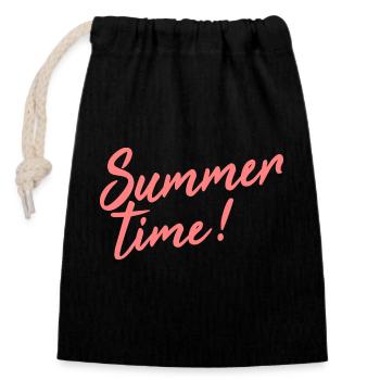 summer time - Closable cotton gift bag (14x20cm) - black - Front