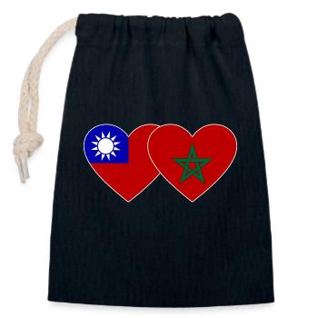 Taiwan Marokko Flagge Herz - Verschließbarer Geschenkbeutel aus Baumwolle (14x20cm) - Navy - Vorne