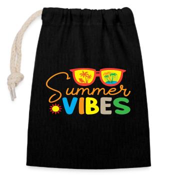 Summer Vibes - Verschließbarer Geschenkbeutel aus Baumwolle (14x20cm) - Schwarz - Vorne