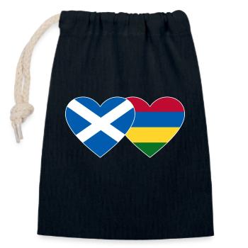 Scotland Mauritius Flag Heart - Closable cotton gift bag (14x20cm) - navy - Front