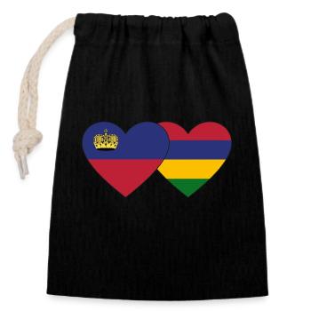 Liechtenstein Mauritius Flag Heart - Closable cotton gift bag (14x20cm) - black - Front