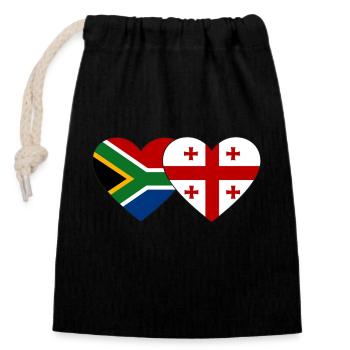 Afrique du Sud Géorgie Flag Heart - Sac cadeau en coton avec cordon (14 x 20 cm) - noir - Devant