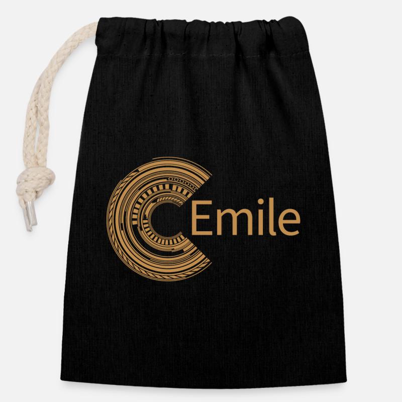 Pour Emile - Sac cadeau en coton avec cordon (14 x 20 cm) - noir