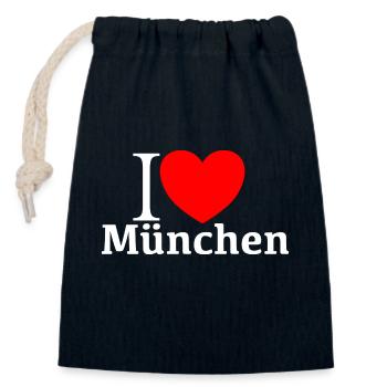 i love München - Verschließbarer Geschenkbeutel aus Baumwolle (14x20cm) - Navy - Vorne
