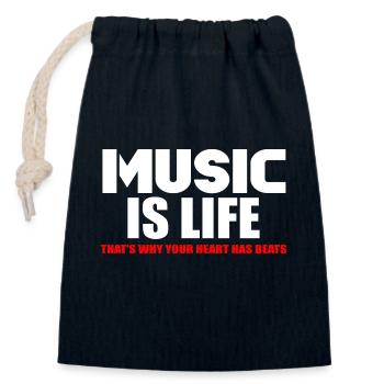 Musik ist Leben - Verschließbarer Geschenkbeutel aus Baumwolle (14x20cm) - Navy - Vorne