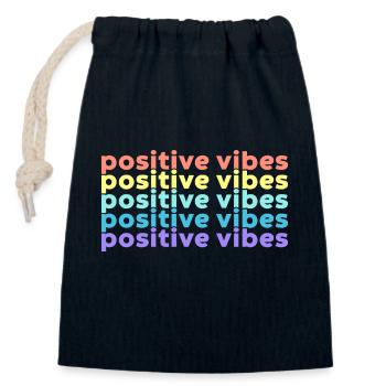 Vibrations positives (Arc-en-ciel) - Sac cadeau en coton avec cordon (14 x 20 cm) - bleu marine - Devant
