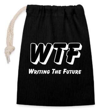 WTF - Writing the Future - Closable cotton gift bag (14x20cm) - black - Front