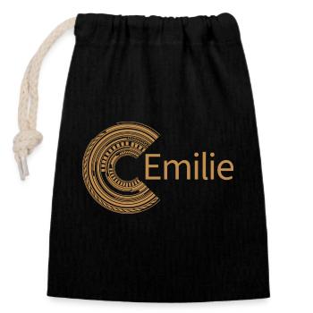 Für Emilie - Verschließbarer Geschenkbeutel aus Baumwolle (14x20cm) - Schwarz - Vorne