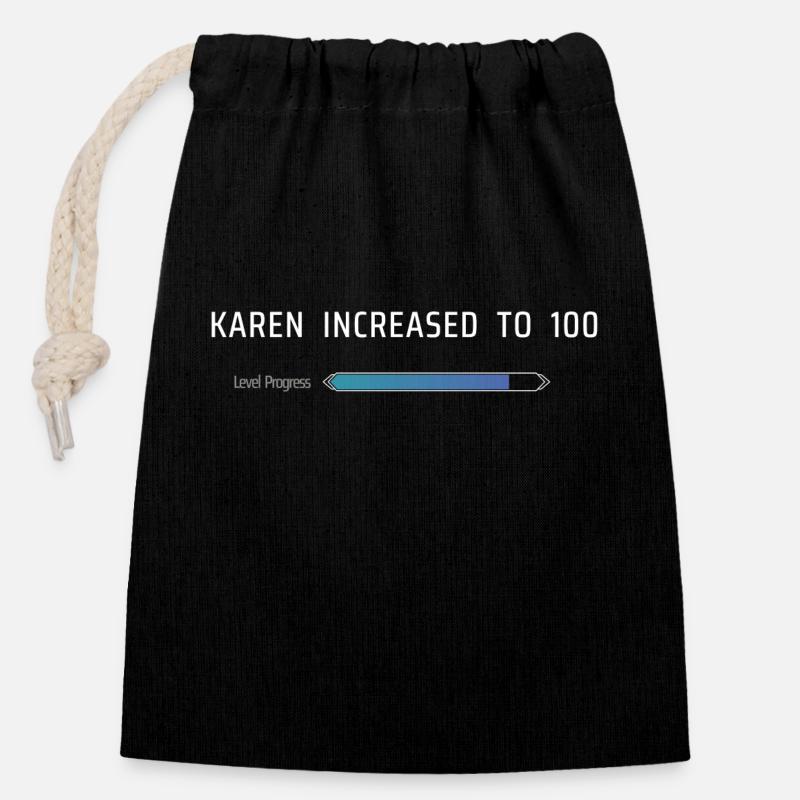 Karen a augmenté à 100 - Sac cadeau en coton avec cordon (14 x 20 cm) - noir