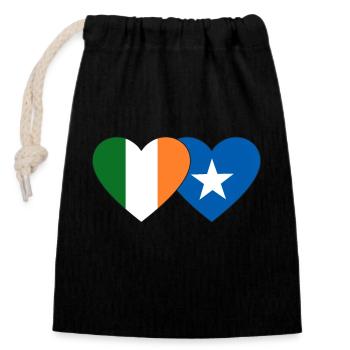Irland Somalia Flagge Herz - Verschließbarer Geschenkbeutel aus Baumwolle (14x20cm) - Schwarz - Vorne