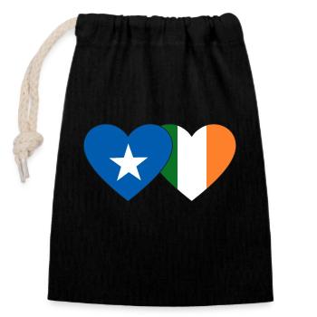 Somalia Irland Flagge Herz - Verschließbarer Geschenkbeutel aus Baumwolle (14x20cm) - Schwarz - Vorne