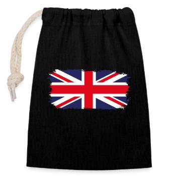 United Kingdom flag - Closable cotton gift bag (14x20cm) - black - Front