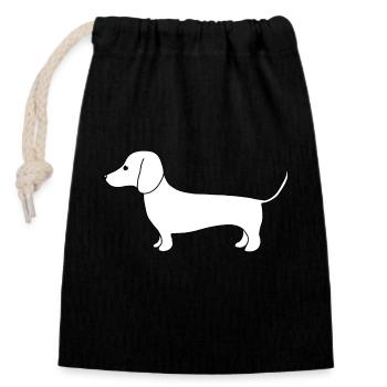 Cute dachshund fine line art on white - Closable cotton gift bag (14x20cm) - black - Front